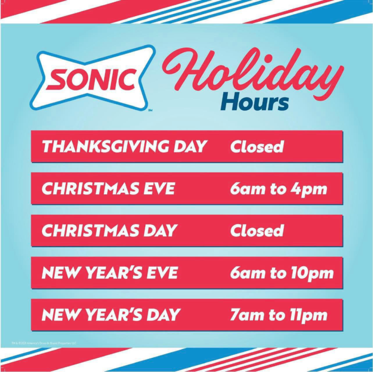 Sonic New Year's Day and Eve Timing